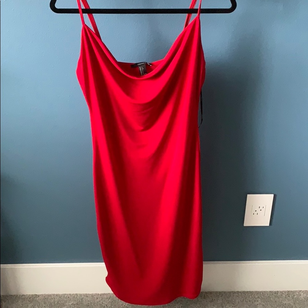 Red spaghetti strapped dress!
